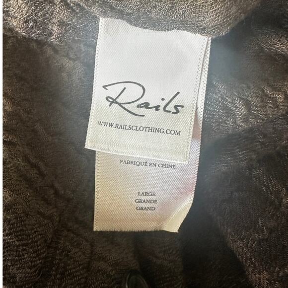 Rails Brady Plaid Textured Button Down Shirt Mossy Onyx Brown Black Women Large - Picture 7 of 7